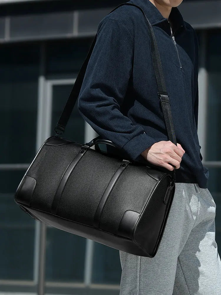 Travel Tote Handbag Casual PU Leather Bag 15.6 inch Laptop Male Gym Fitness Luggage Duffle Shoulder Business OL Bag For Men