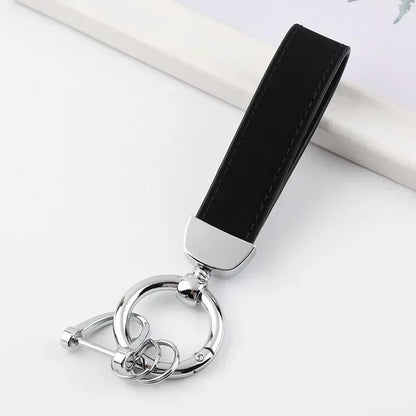 Laser Engrave Nubuck Leather Custom Logo Keychain Blank Personalize Name Ring Vintage Key Chain Men and Women Car Keyring Gift