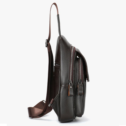 WESTAL Coffee Genuine Leather Bag for Men Chest Bags Shoulder Pack Husband Gift Wallet Crossbody Bag Fashion Luxury Designer