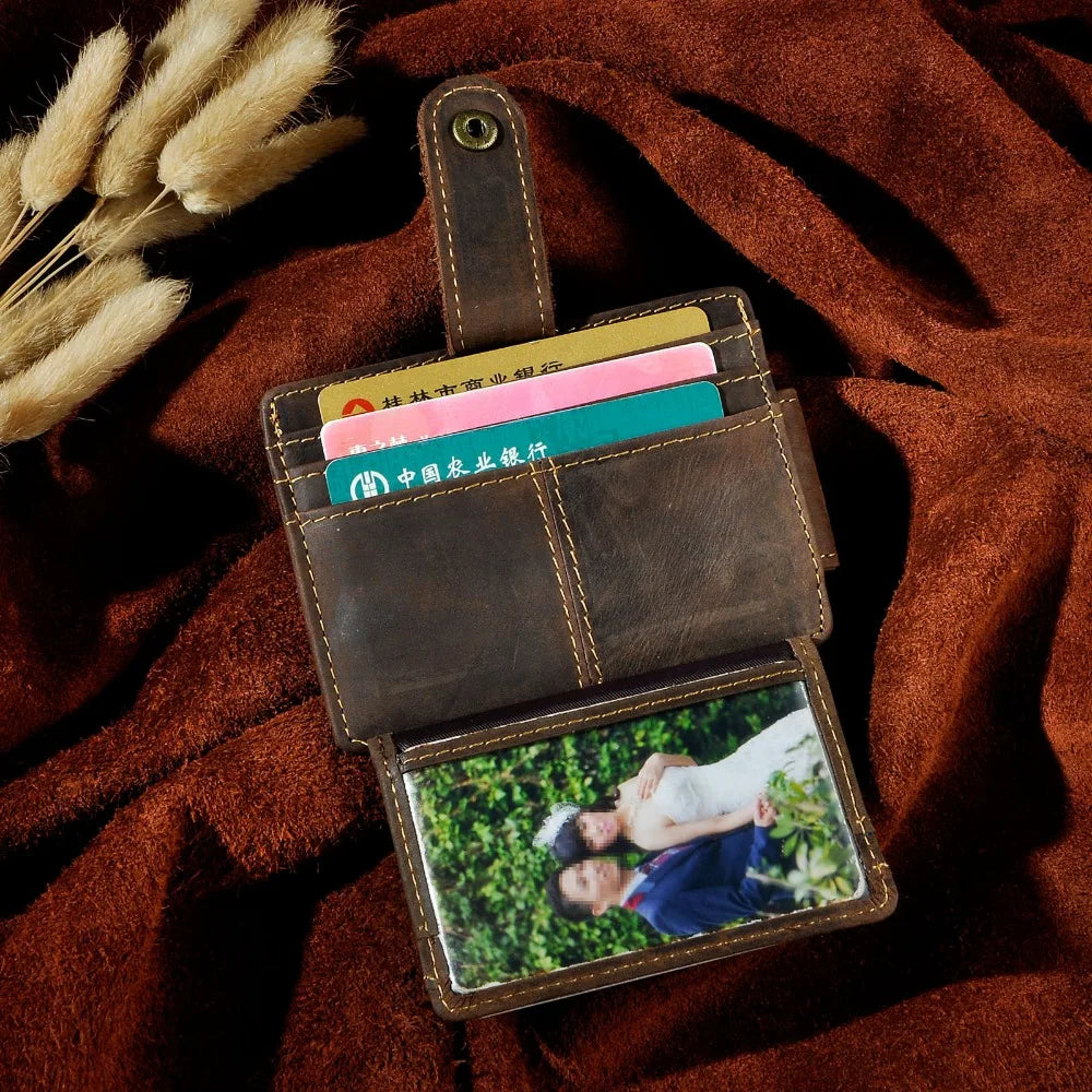 Male Original Leather Design Fashion Travel Slim Wallet Front Pocket Magnetic Large Capacity Money Clip Card Case For Men 1025