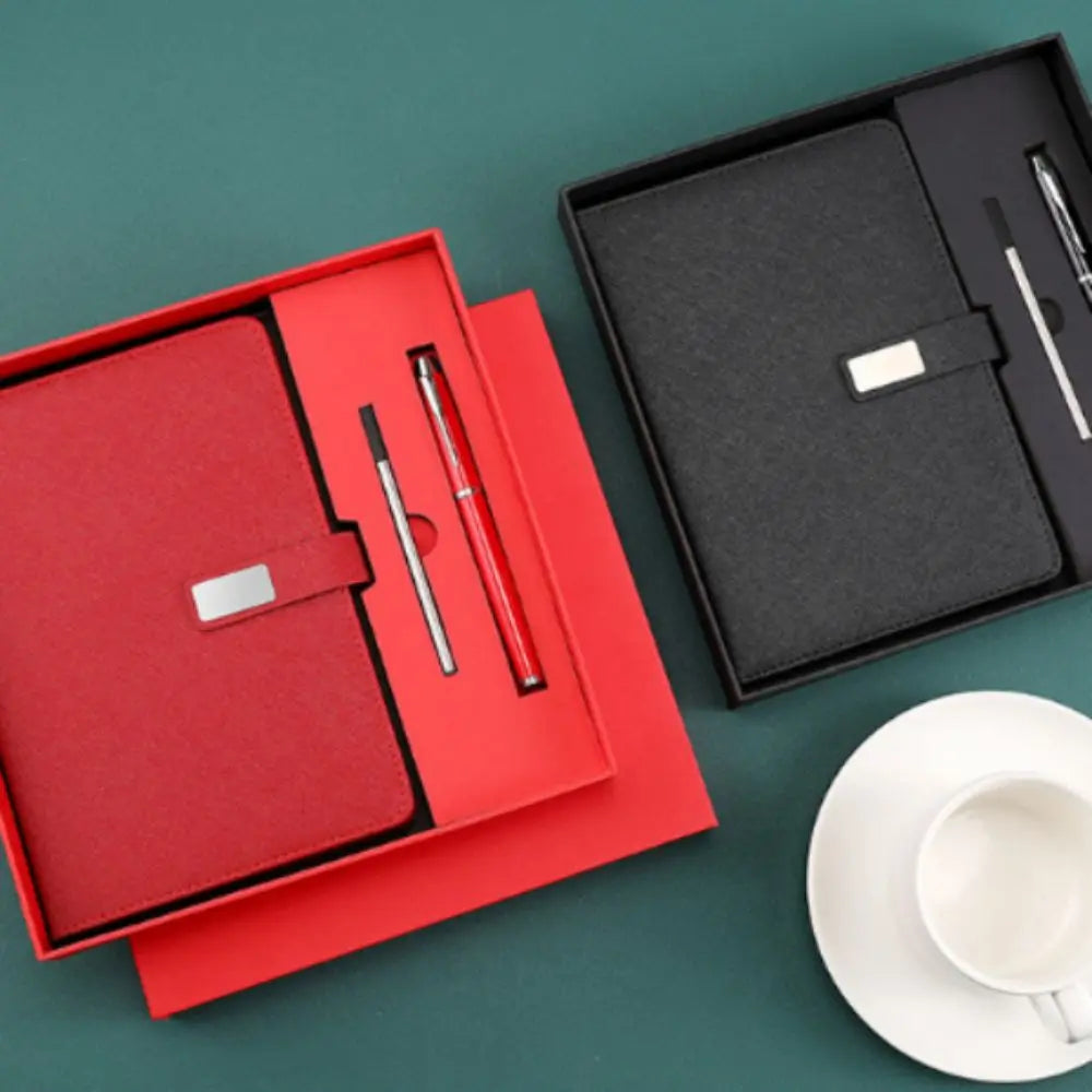 PU Leather Corporate Gifts Set Stylus Pen Refill Set Notebook Pen Set Customized Printing Flash Drive Customized Notebook