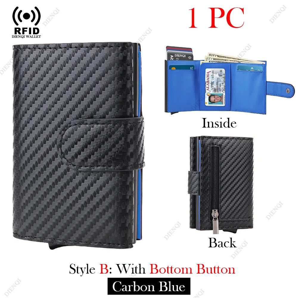 Rfid Business Card Holder Credit CardHolder Wallet Men Carbon Fiber Leather Aluminum Bank Card Case Purse Male Business Card Bag