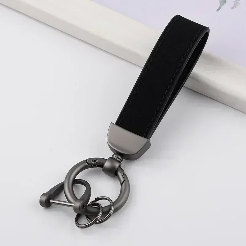 Laser Engrave Nubuck Leather Custom Logo Keychain Blank Personalize Name Ring Vintage Key Chain Men and Women Car Keyring Gift