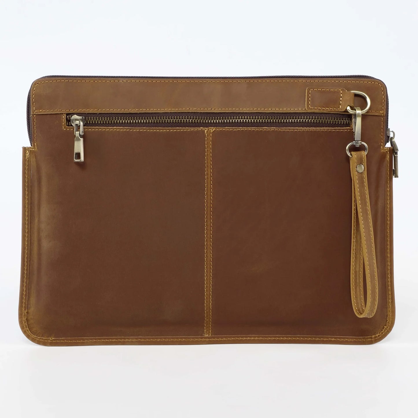 Genuine Leather MacBook Protective Case Apple Laptop Bag Leather Laptop Liner Sleeve Hand Clutches with Wrist Strap