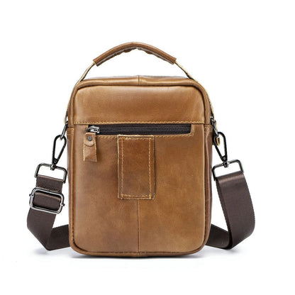 Vintage Genuine Leather Sling Bag Man Real Cow Leather Satchel Male 2025 New Tote or Shoulder Bag