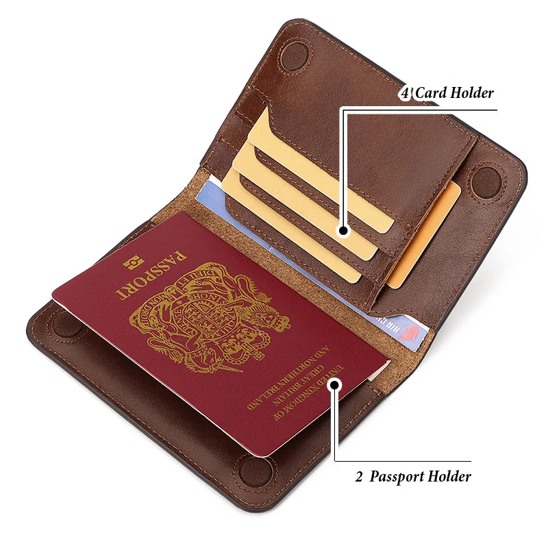 100% Cow Hide Genuine Leather Protective Passport Holder