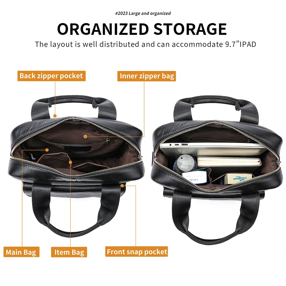 WESTAL Shoulder Bag for Men Genuine Leather Messenger Crossbody Bags Bussiness 9.7 Inch iPad Handbags Document Tote Travel