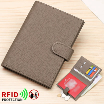 Full-Grain Leather Passport Wallet with Credit Card Slots
