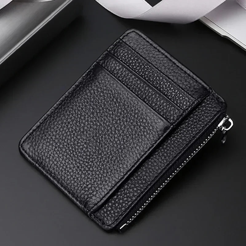 New Fashion Men's Leather Money Clips Wallet Multifunctional Thin Man Card Purses Women ID Business Card for Money Holder Purse