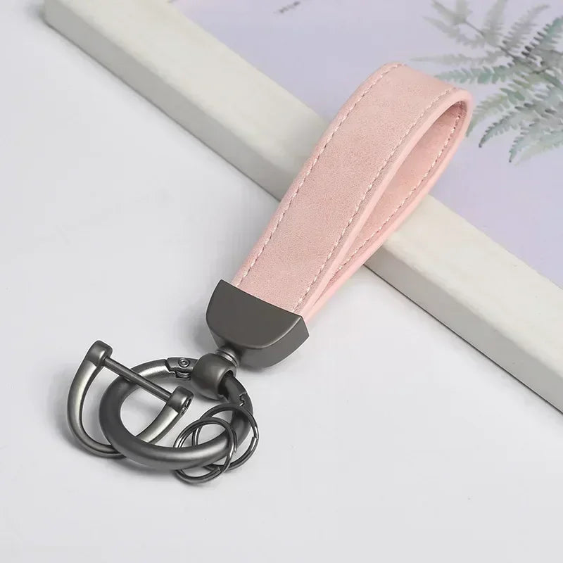 Laser Engrave Nubuck Leather Custom Logo Keychain Blank Personalize Name Ring Vintage Key Chain Men and Women Car Keyring Gift