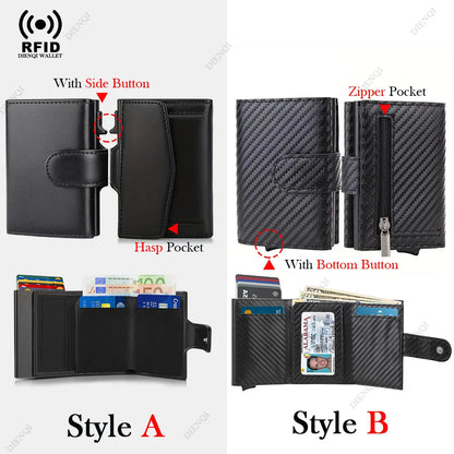Rfid Business Card Holder Credit CardHolder Wallet Men Carbon Fiber Leather Aluminum Bank Card Case Purse Male Business Card Bag