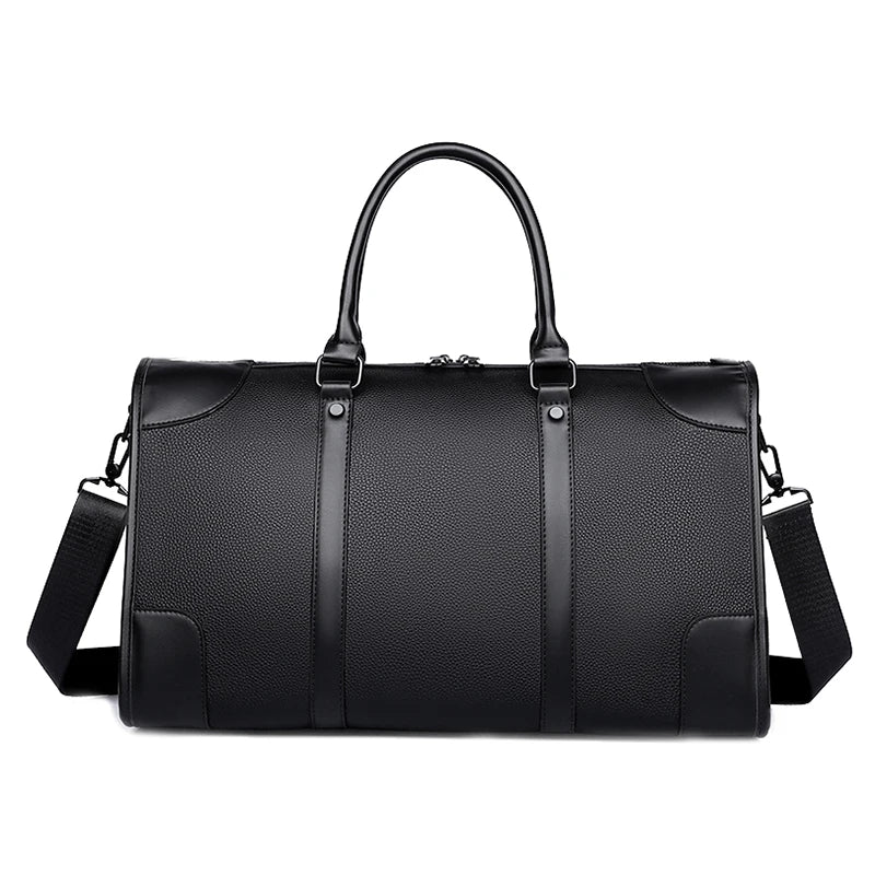 Travel Tote Handbag Casual PU Leather Bag 15.6 inch Laptop Male Gym Fitness Luggage Duffle Shoulder Business OL Bag For Men