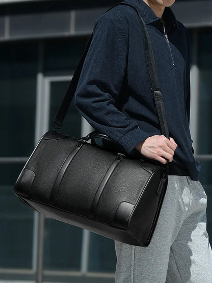 Travel Tote Handbag Casual PU Leather Bag 15.6 inch Laptop Male Gym Fitness Luggage Duffle Shoulder Business OL Bag For Men