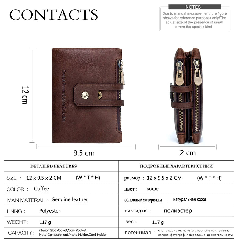 Genuine Leather Short Wallets for Men