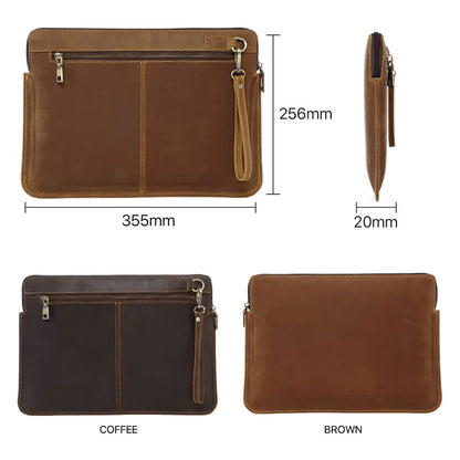 Genuine Leather MacBook Protective Case Apple Laptop Bag Leather Laptop Liner Sleeve Hand Clutches with Wrist Strap