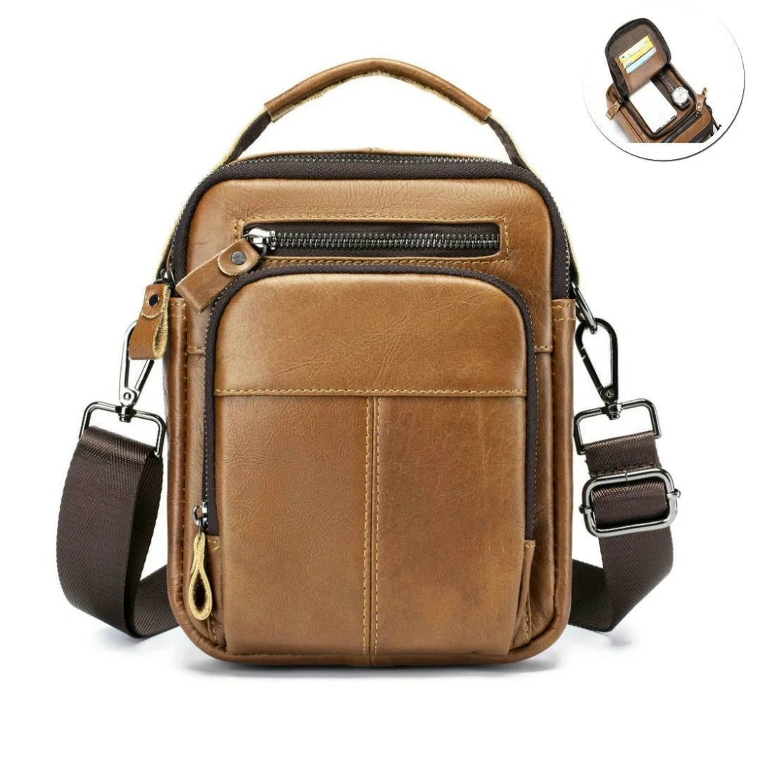 Vintage Genuine Leather Sling Bag Man Real Cow Leather Satchel Male 2025 New Tote or Shoulder Bag