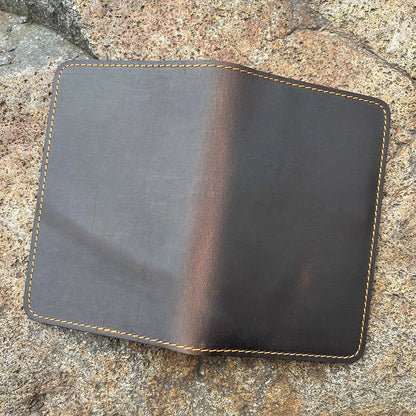 Personalised Genuine Leather Men's Billfold with Checkbook Holder Long Bill Folds for Men Custom Engraved