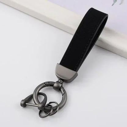 Laser Engrave Nubuck Leather Custom Logo Keychain Blank Personalize Name Ring Vintage Key Chain Men and Women Car Keyring Gift