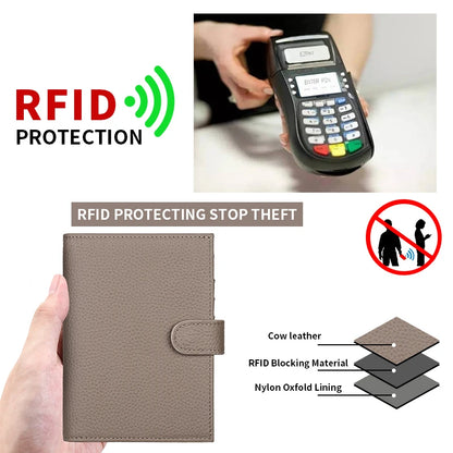 Full-Grain Leather Passport Wallet with Credit Card Slots