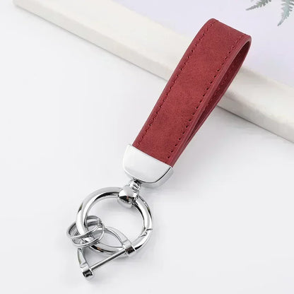 Laser Engrave Nubuck Leather Custom Logo Keychain Blank Personalize Name Ring Vintage Key Chain Men and Women Car Keyring Gift