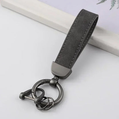 Laser Engrave Nubuck Leather Custom Logo Keychain Blank Personalize Name Ring Vintage Key Chain Men and Women Car Keyring Gift