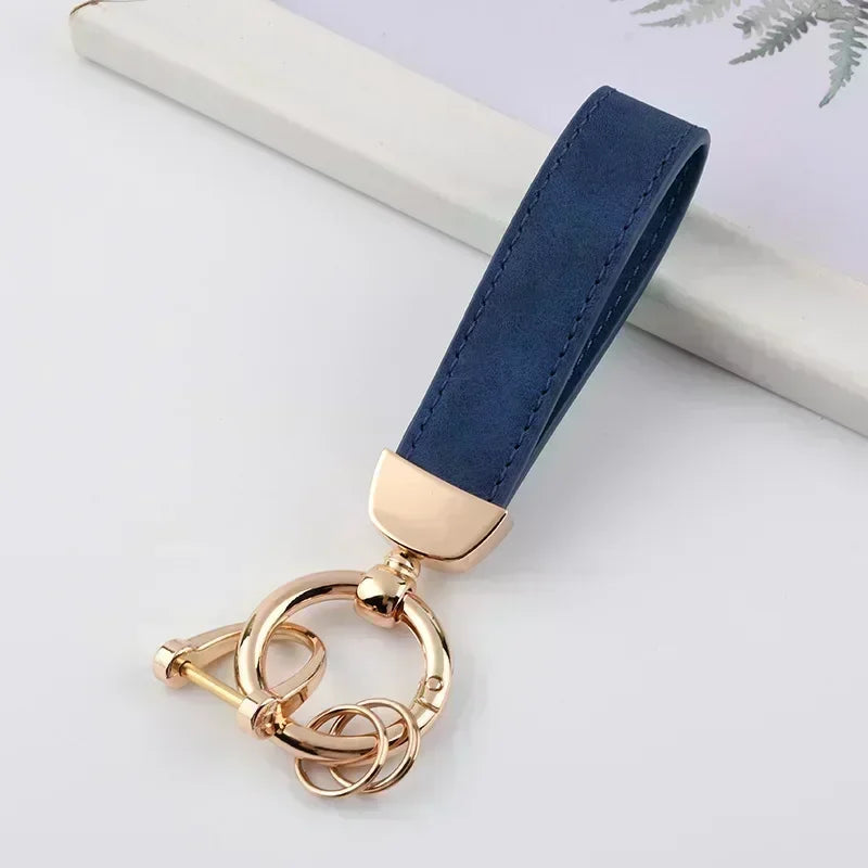 Laser Engrave Nubuck Leather Custom Logo Keychain Blank Personalize Name Ring Vintage Key Chain Men and Women Car Keyring Gift