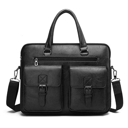 Luxury Brand Man Business Briefcase Bag PU Leather Messenger Shoulder Bag Men Office Lunch Bags For Laptop A4 File Male Handbags