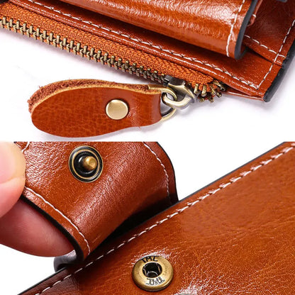 Genuine Leather Women Clutch Zipper