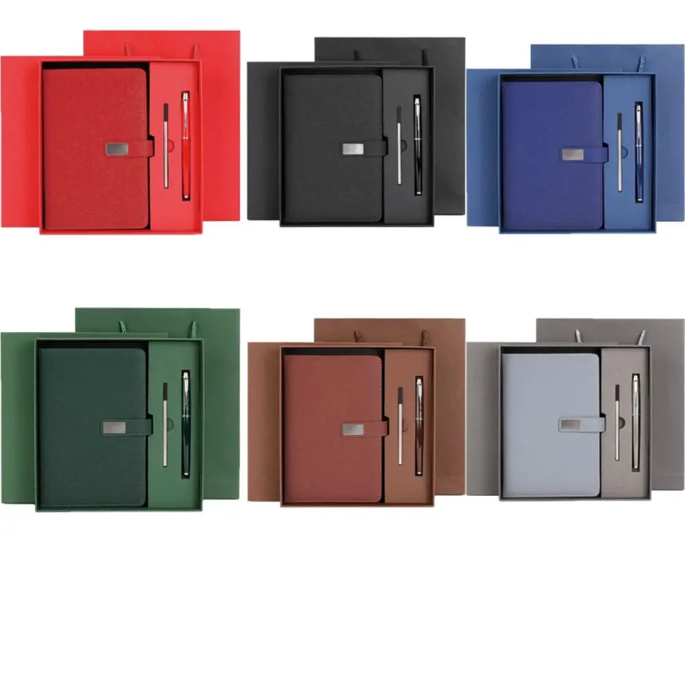 PU Leather Corporate Gifts Set Stylus Pen Refill Set Notebook Pen Set Customized Printing Flash Drive Customized Notebook