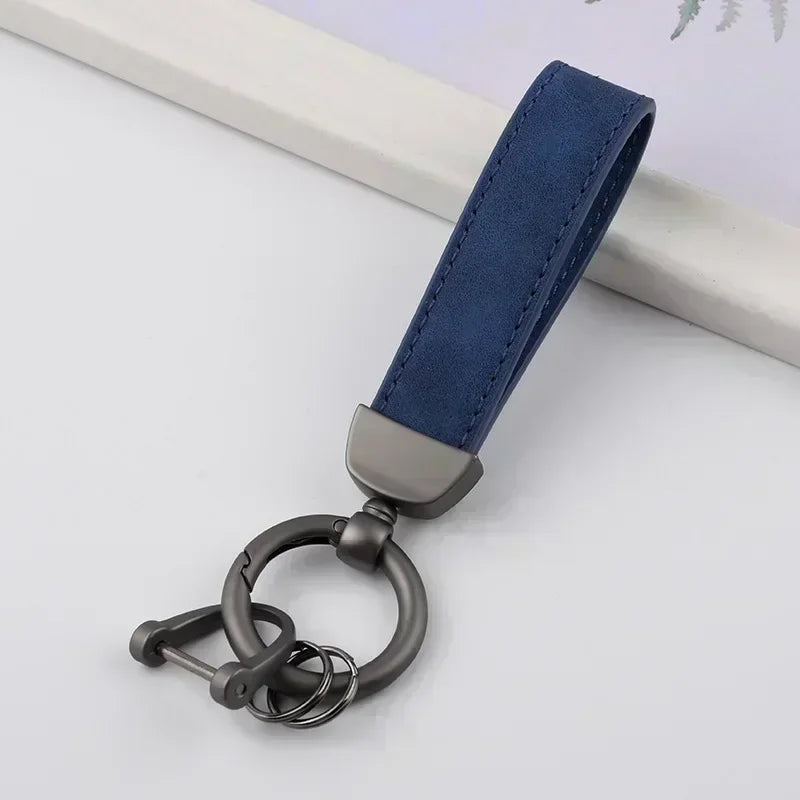 Laser Engrave Nubuck Leather Custom Logo Keychain Blank Personalize Name Ring Vintage Key Chain Men and Women Car Keyring Gift