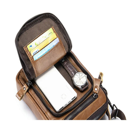 Vintage Genuine Leather Sling Bag Man Real Cow Leather Satchel Male 2025 New Tote or Shoulder Bag