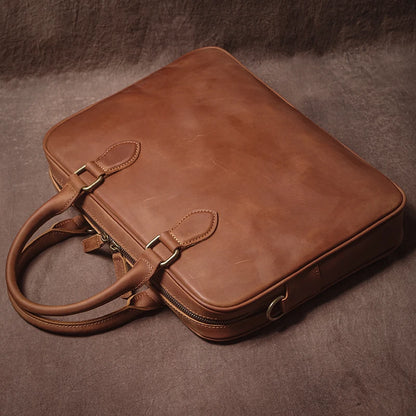 GURO Men Crazy Horse Cowhide Briefcase Luxury Genuine Leather Handbag Simple lightweight Shoulder Bag File Laptop Crossbody Bags