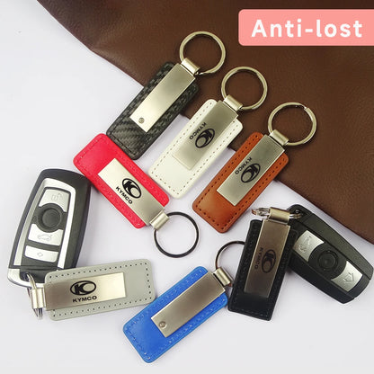 fit For Kymco Leather Splicing Waist Hanging Car Keychain Metal Key Ring Chain Motorcycle Keyring Accessories Gifts