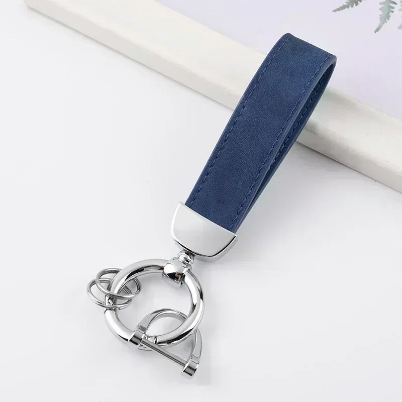 Laser Engrave Nubuck Leather Custom Logo Keychain Blank Personalize Name Ring Vintage Key Chain Men and Women Car Keyring Gift