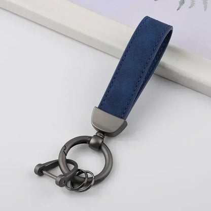 Laser Engrave Nubuck Leather Custom Logo Keychain Blank Personalize Name Ring Vintage Key Chain Men and Women Car Keyring Gift