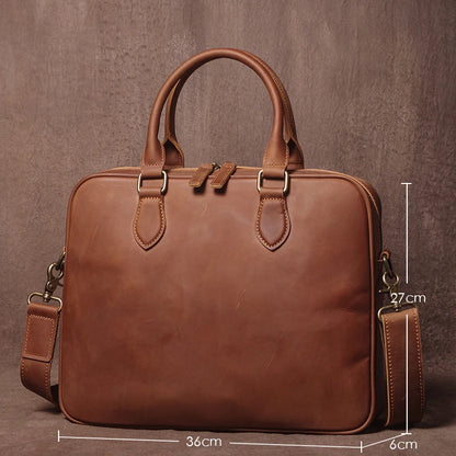 GURO Men Crazy Horse Cowhide Briefcase Luxury Genuine Leather Handbag Simple lightweight Shoulder Bag File Laptop Crossbody Bags