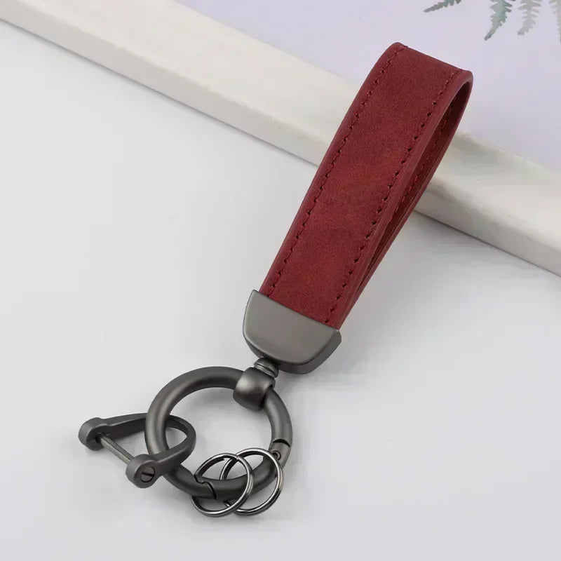 Laser Engrave Nubuck Leather Custom Logo Keychain Blank Personalize Name Ring Vintage Key Chain Men and Women Car Keyring Gift