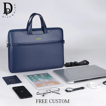 Business Briefcase For Man PU Leather Large Capacity Ofiice Laptop Bag Fashion Custom Name Luxury Brand Tote Bag Woman Handbag