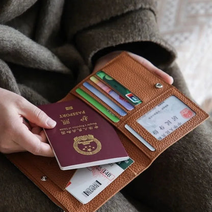 Leather Passport Holder Waterproof Travel Wallet for Women Men Zipper Cover