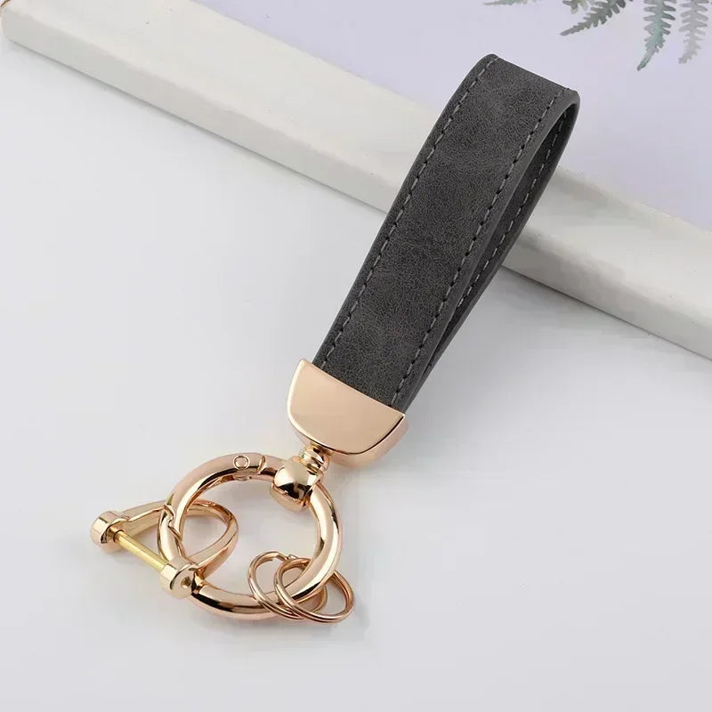 Laser Engrave Nubuck Leather Custom Logo Keychain Blank Personalize Name Ring Vintage Key Chain Men and Women Car Keyring Gift