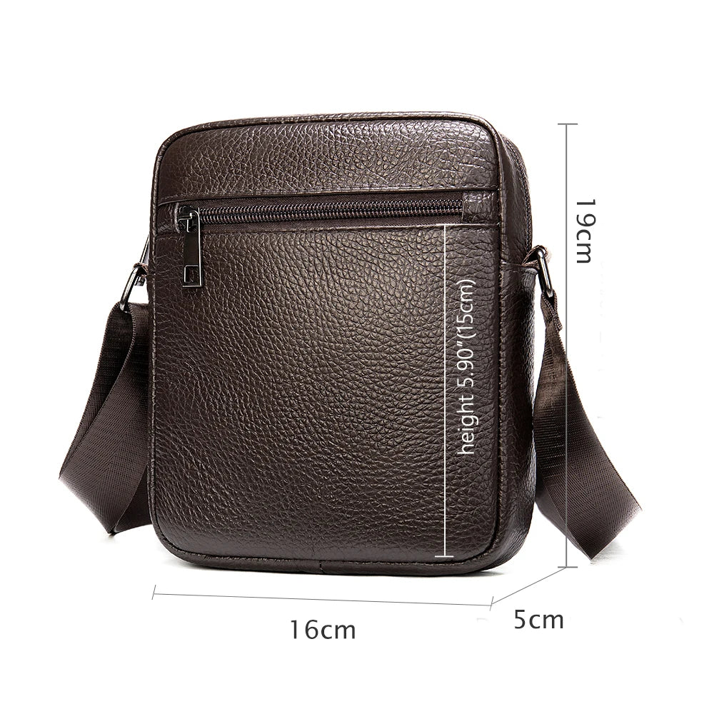 Westal Genuine Leather Men's Shoulder Bags Black Messenger Bags Small Crossbody Bags for Man 7362