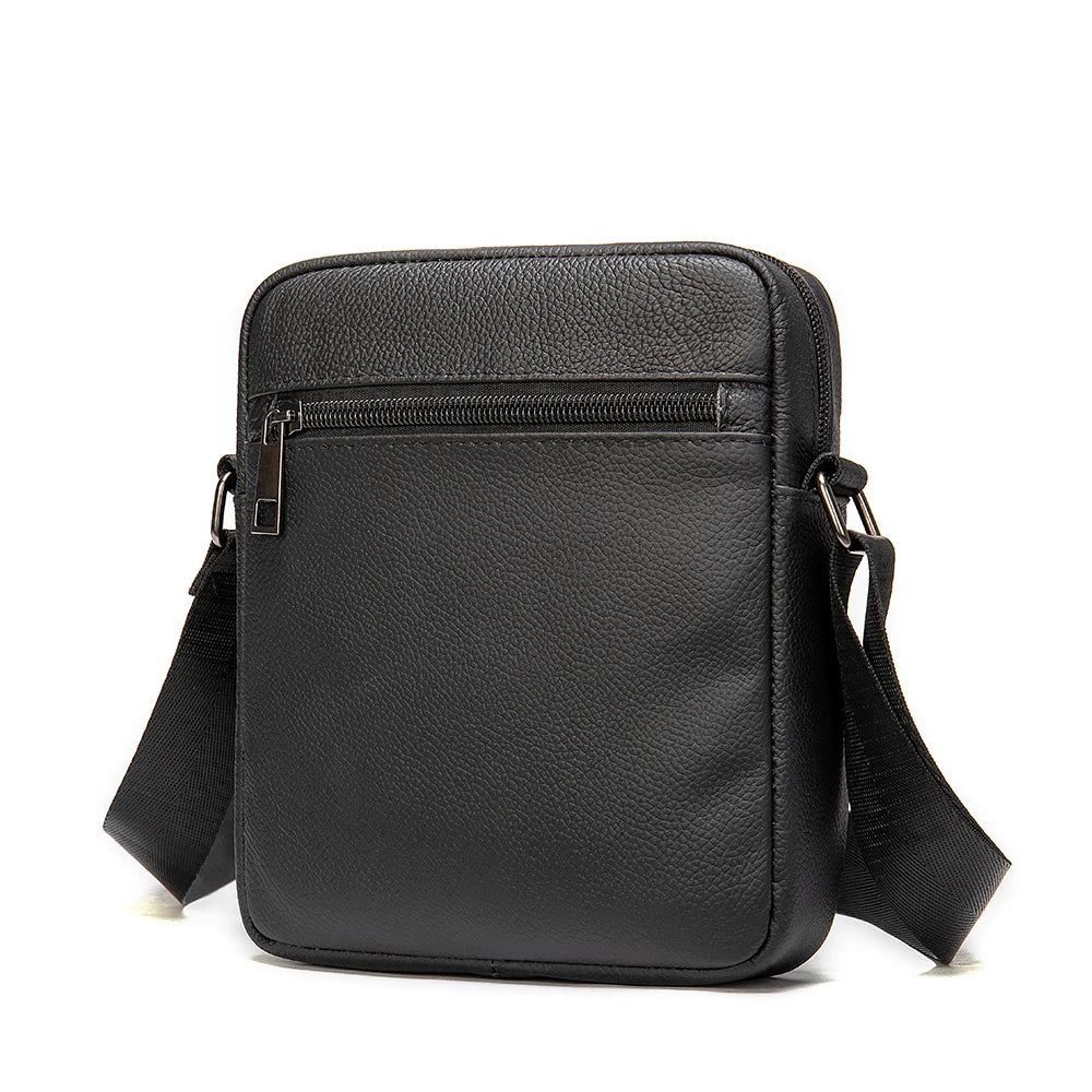 Westal Genuine Leather Men's Shoulder Bags Black Messenger Bags Small Crossbody Bags for Man 7362