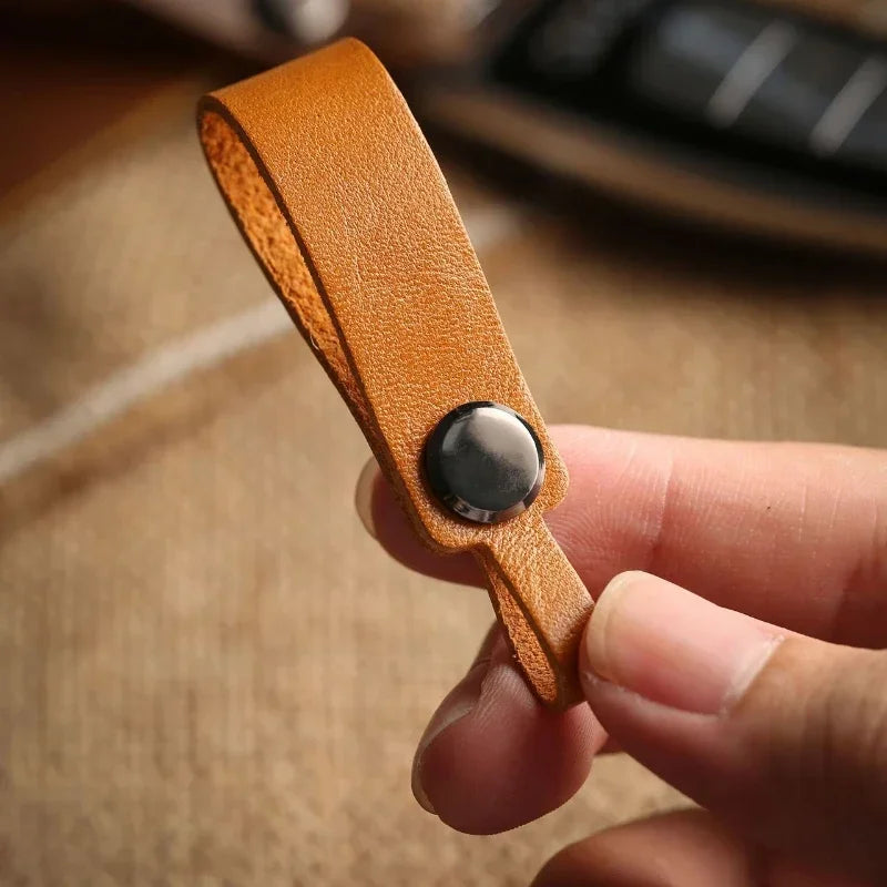 Cowhide Genuine Leather Custom LOGO Keychain Vintage Car Keyring Dermis Personalize Laser Engrave Name Key Chain for Men Women