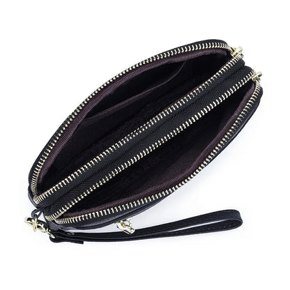 New 2025 Versatile Lady Wallet Women's Clutch Bag Brand Rivet Real Top Layer Cow Leather Zipper Coins Pocket KeyChain Big Purse