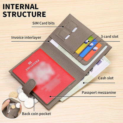 Full-Grain Leather Passport Wallet with Credit Card Slots