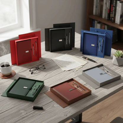 PU Leather Corporate Gifts Set Stylus Pen Refill Set Notebook Pen Set Customized Printing Flash Drive Customized Notebook